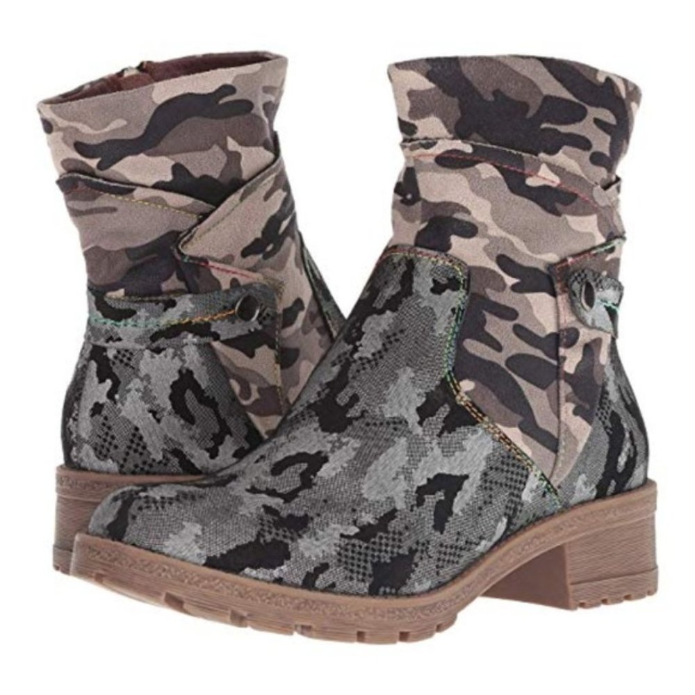 🎉 HP! RARE L’Artiste by Spring Step Camo Sparkle Suede Boots NIB